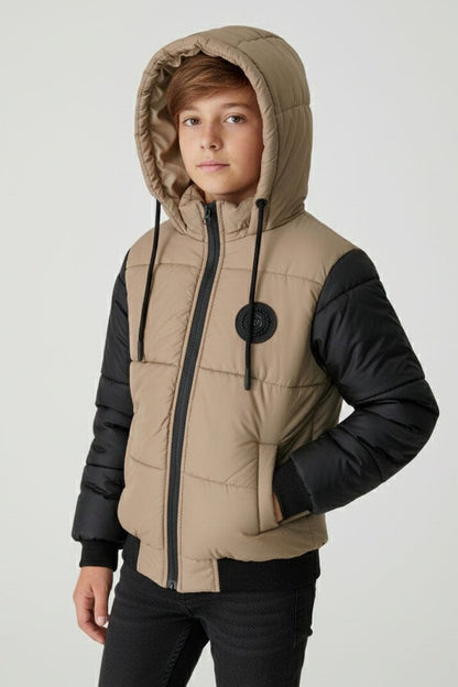 Boy's Hooded Contrast Puffer Jacket