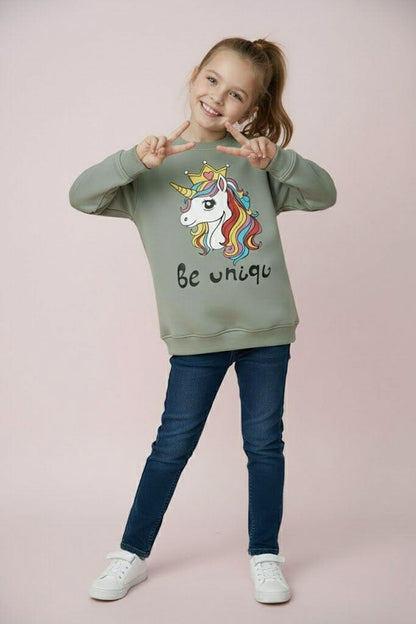 Minoti Girl's Unicorn Fleece Sweatshirt