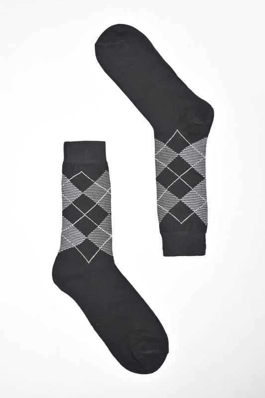 Men's Box Pattern Design Regular Dress Socks
