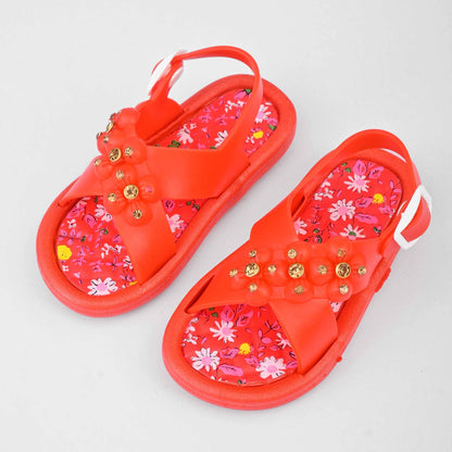 Seven Eleven Girl's Cross Over Style Comfort Sandals Girl's Shoes RAM Red EUR 20 