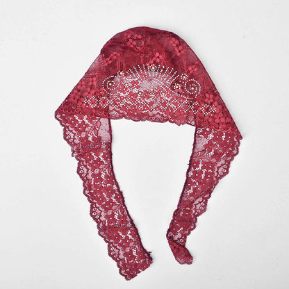 Women's Nessebar Fancy Net Design Under Scarf Hijab Cap Women's Accessories De Artistic Maroon 