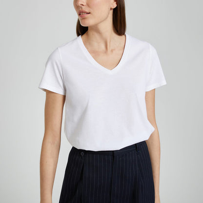 Berydale's Signature Comfort: Women's Premium Cotton Blend V-Neck Tee Women's Tee Shirt Image White XS 