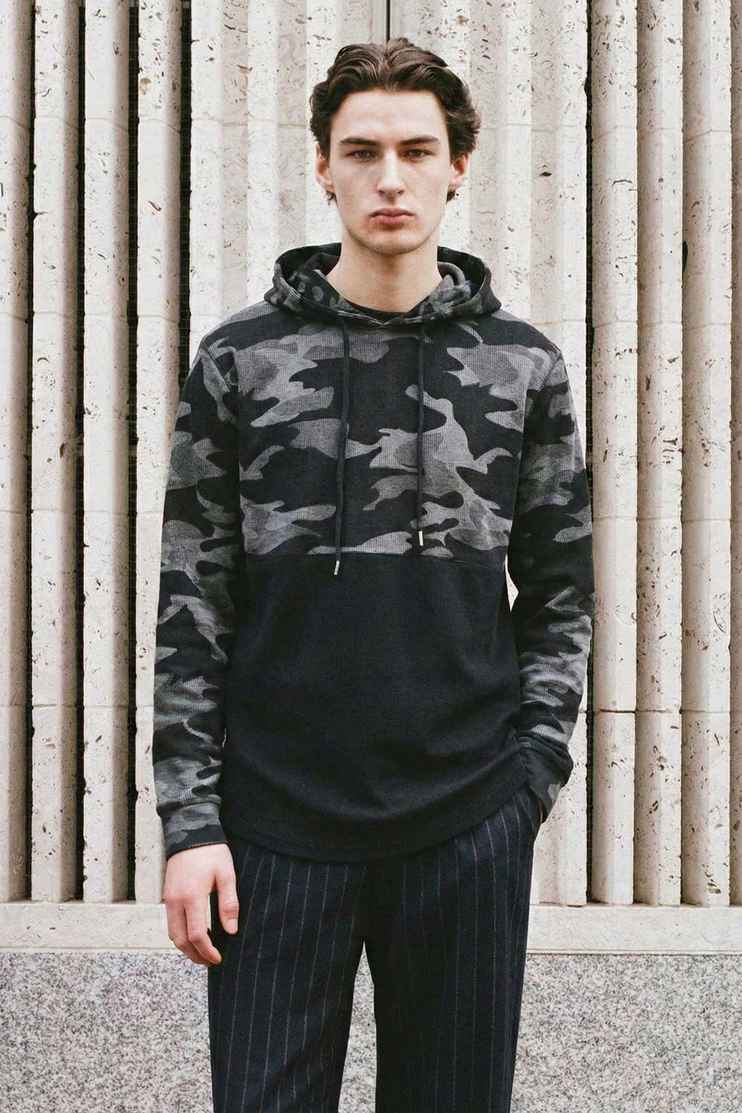 CS Men's Camo Waffle Knit Pullover Hoodie
