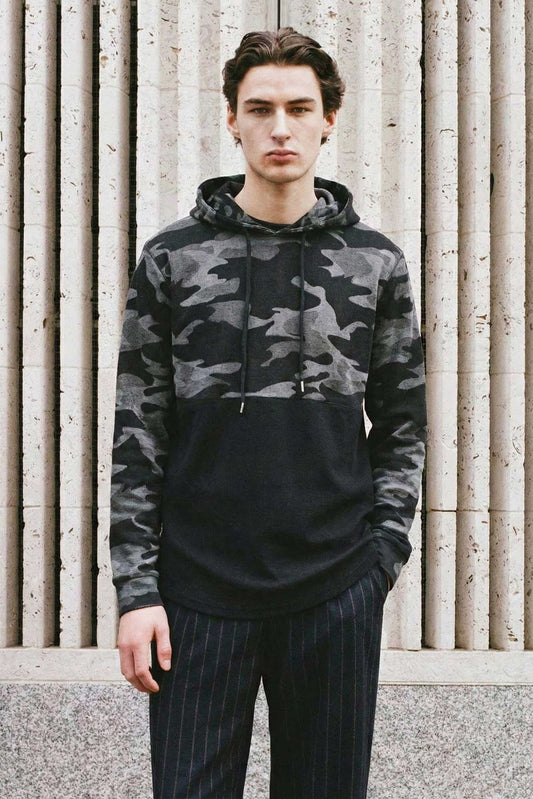 CS Men's Camo Waffle Knit Pullover Hoodie