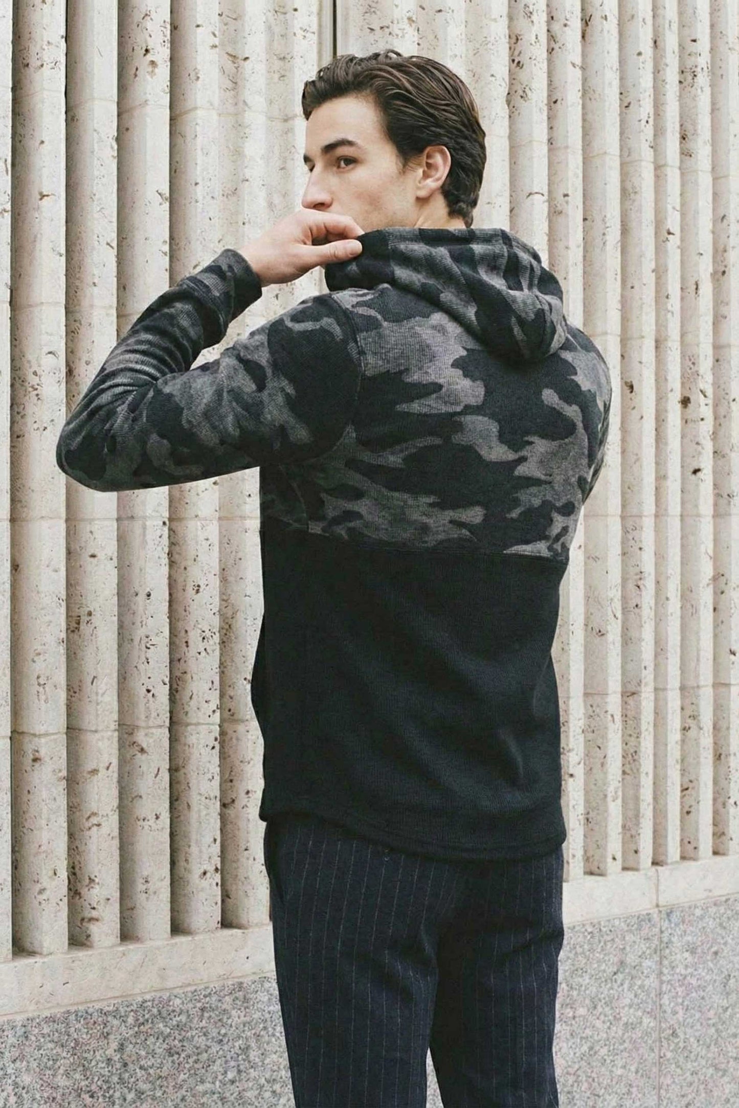 CS Men's Camo Waffle Knit Pullover Hoodie