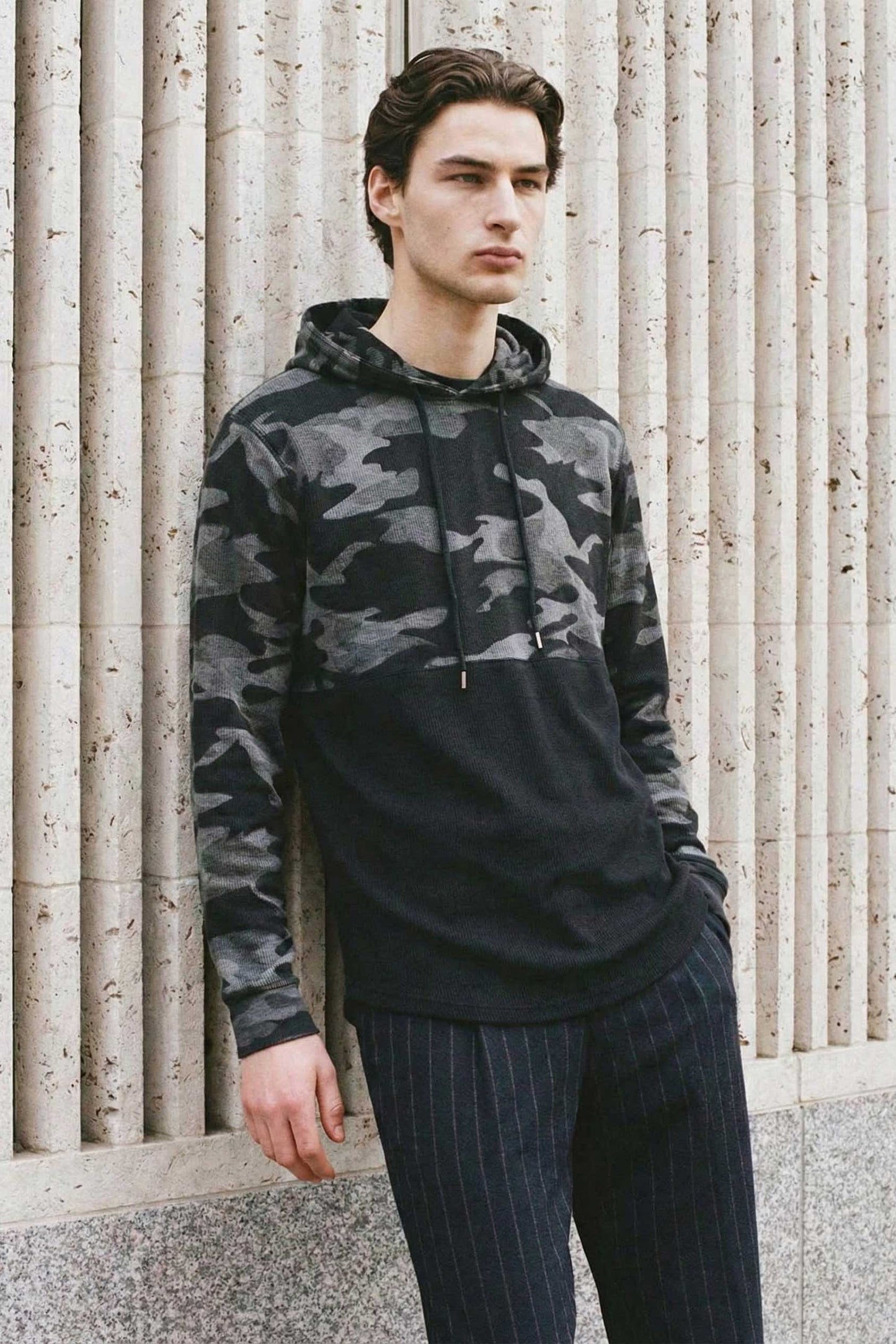 CS Men's Camo Waffle Knit Pullover Hoodie