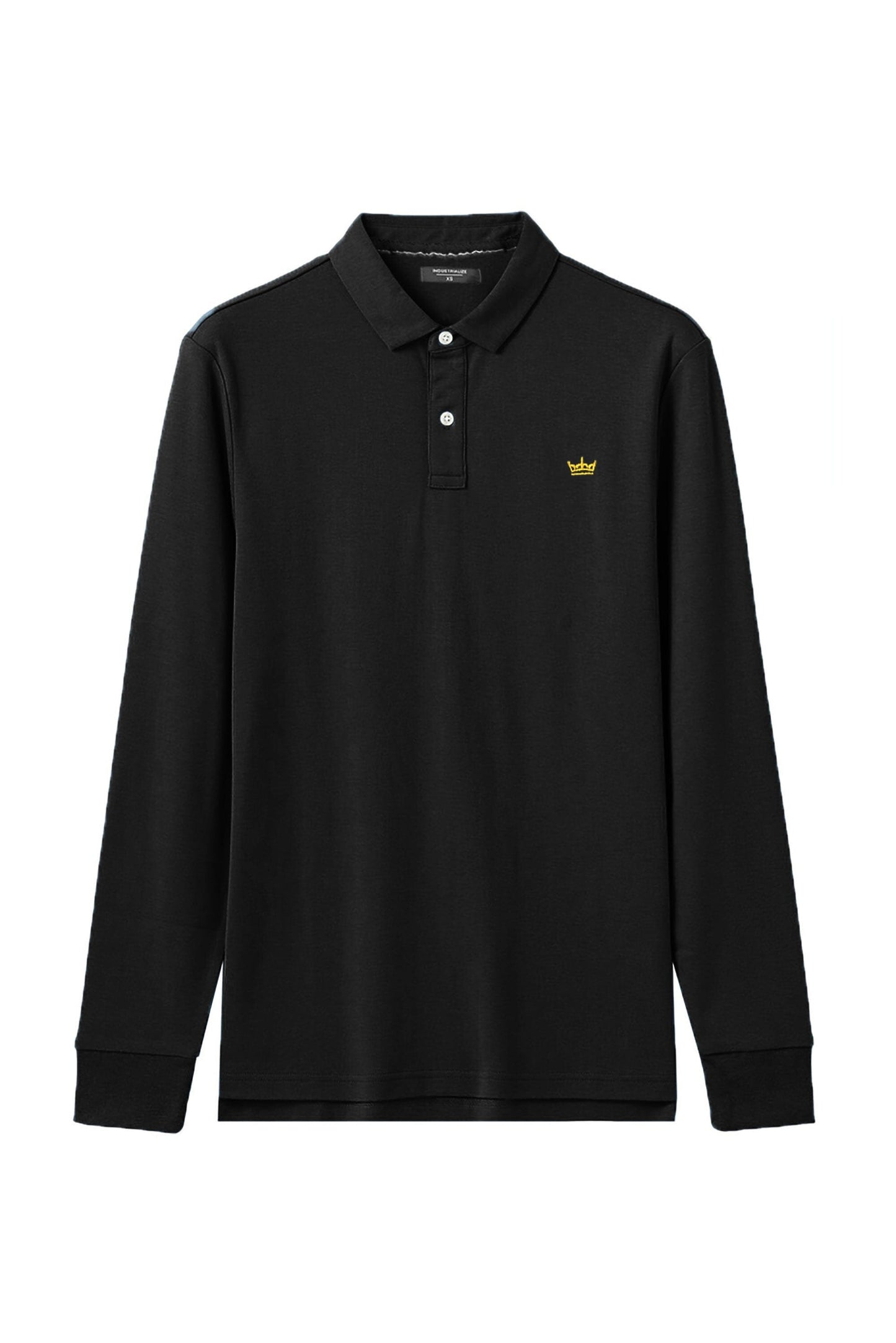 Industrialize Men's Crown Embroidered Minor Fault Long Sleeve Polo Shirt Men's Polo Shirt IST 