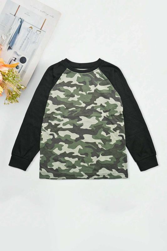 CD Kid's Camo Style Raglan Sleeve Thermal Sweat Shirt Kid's Sweat Shirt Syed Adeel Zafar 