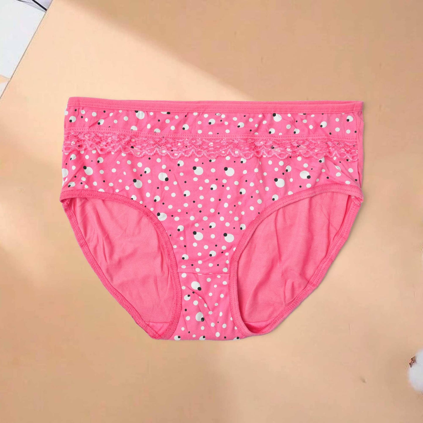 Yinidanya Women's Lace Design Polka Dots Printed Underwear Women's Lingerie RAM Magenta 28-34 