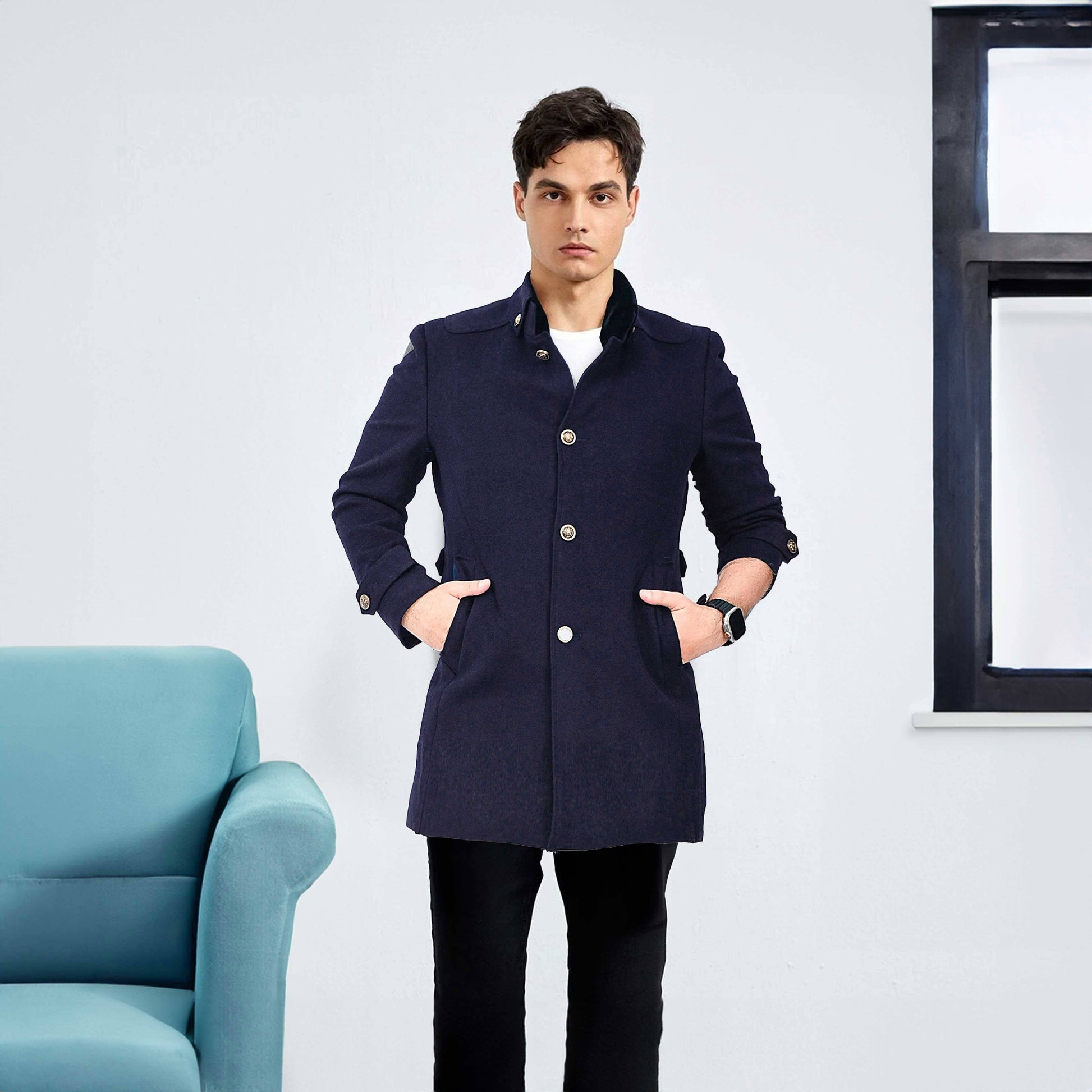 Fashion Men's Winter Outwear British Style Imported Coat Men's Jacket First Choice Navy M 