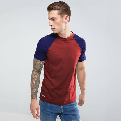 Harrods Men's Contrast Sleeve Style Crew Neck Tee Shirt Men's Tee Shirt IBT Red S 
