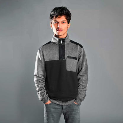 Silver Needle Men's Quarter Zipper Sweater Men's Sweat Shirt First Choice Slate Grey & Black S 