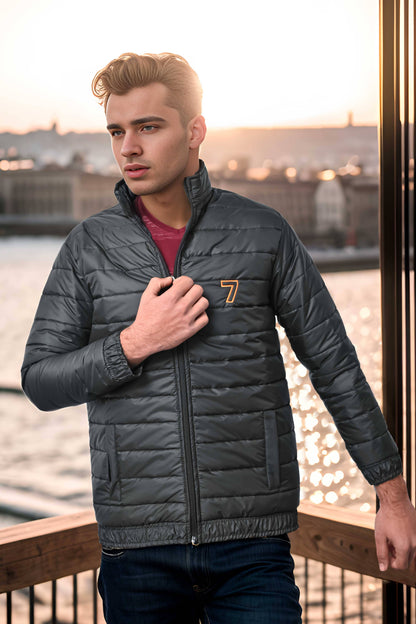 Burnt Soul Men's 7 Embroidered Long Sleeve Puffer Jacket Men's Jacket IBT 