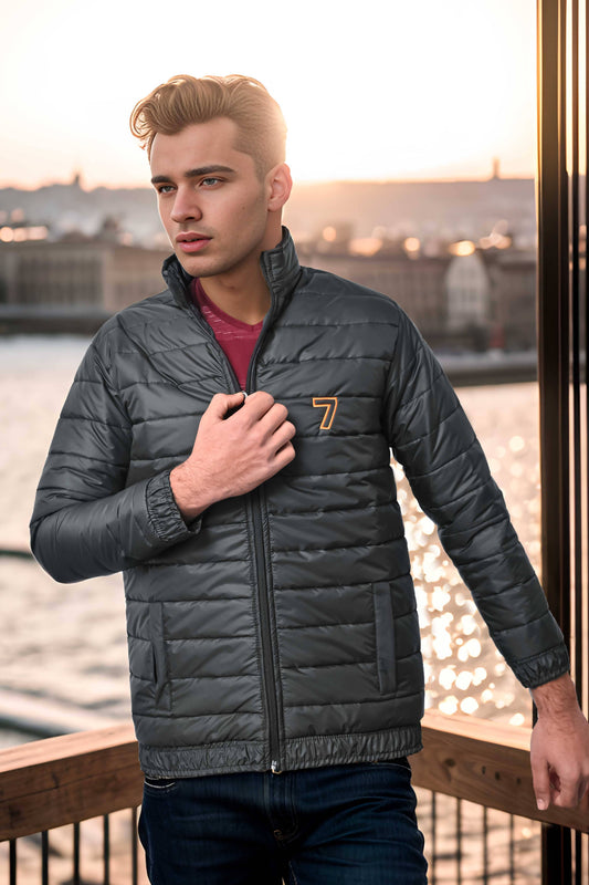 Burnt Soul Men's 7 Embroidered Long Sleeve Puffer Jacket Men's Jacket IBT 