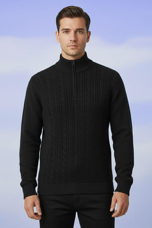 VT Men's Cable Knit Zipper Sweater