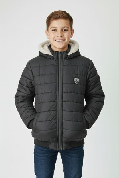Boy's Fur Hooded Puffer Jacket