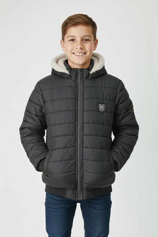 Boy's Fur Hooded Puffer Jacket