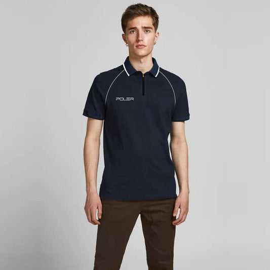 Poler Men's Quarter Zipper Piping Style Activewear Polo Shirt