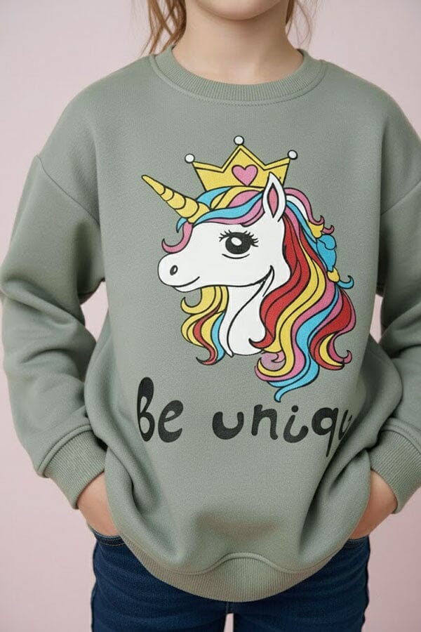 Minoti Girl's Unicorn Fleece Sweatshirt