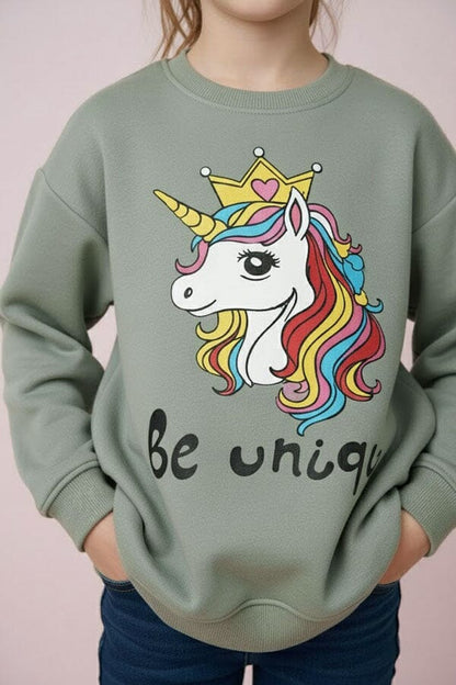Minoti Girl's Unicorn Fleece Sweatshirt