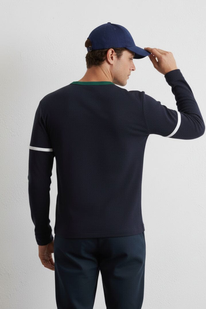 Men's Contrast Neck Striped Minor Fault Tee Shirt