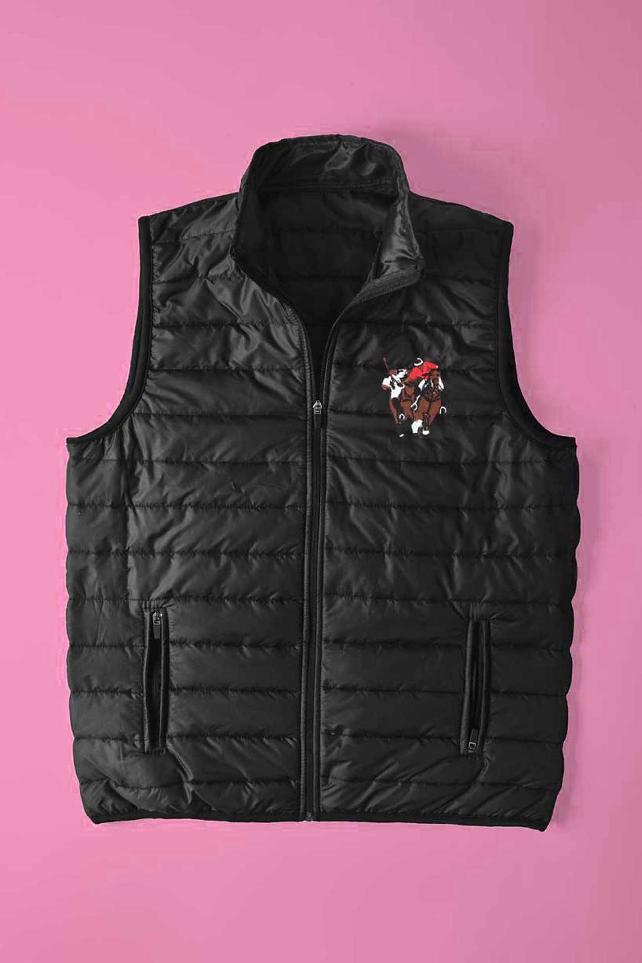 Men's Double Pony Embroidered Body Warmer Puffer Gilet