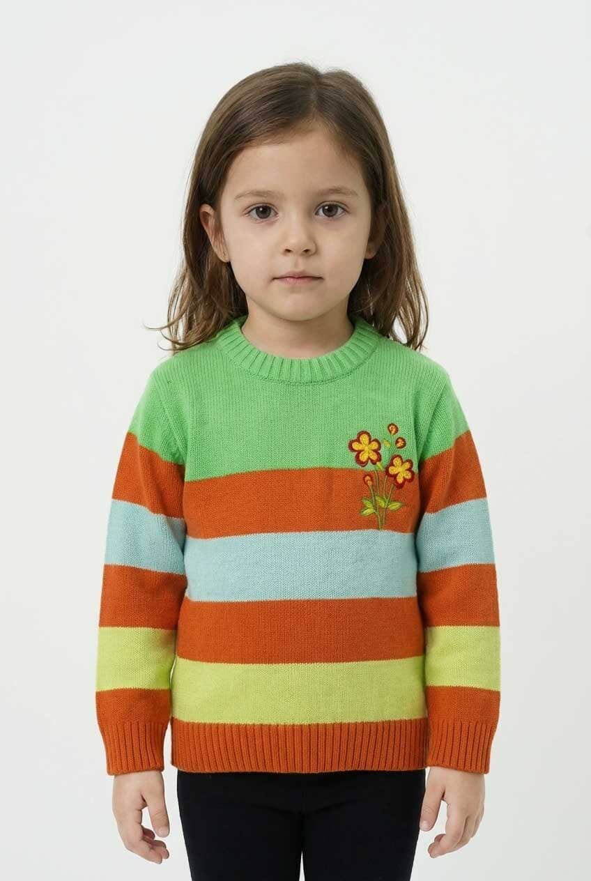 Yes Mom Girl's Flower Knitted Sweater