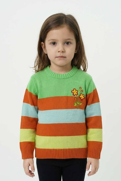 Yes Mom Girl's Flower Knitted Sweater