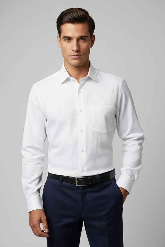 Eternity Men's Striped Classic Fit Formal Shirt