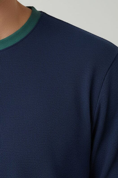 Men's Contrast Neck Striped Minor Fault Tee Shirt