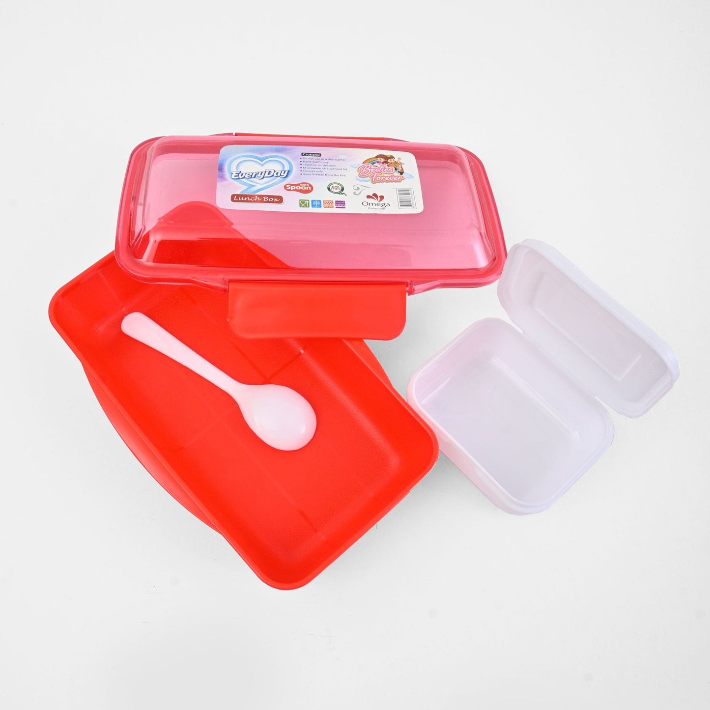 Everyday Kid's Besties Forever Lunch Box With Removable Sticker Crockery RAM Red 