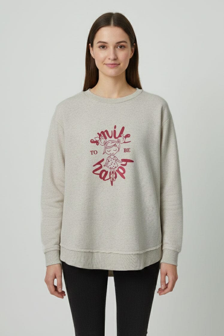 L.A.T Women's Be Happy High Low Hem Sweatshirt