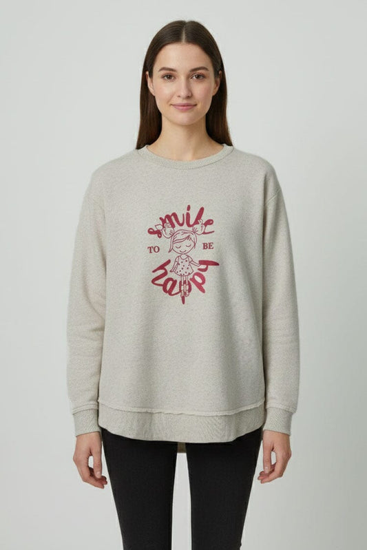 L.A.T Women's Be Happy High Low Hem Sweatshirt