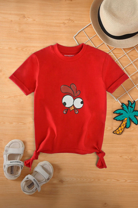 Polo Republica Kid's Rooster Printed Knot Style Tee Shirt