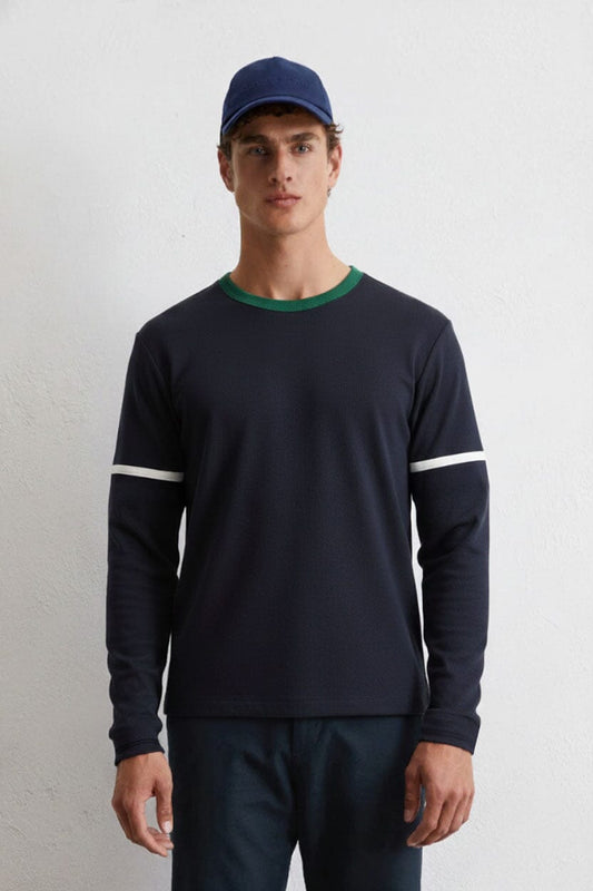Men's Contrast Neck Striped Minor Fault Tee Shirt