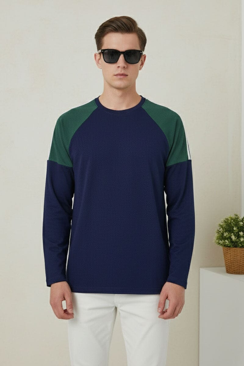 Men's Color Block Raglan Sleeve Tee Shirt