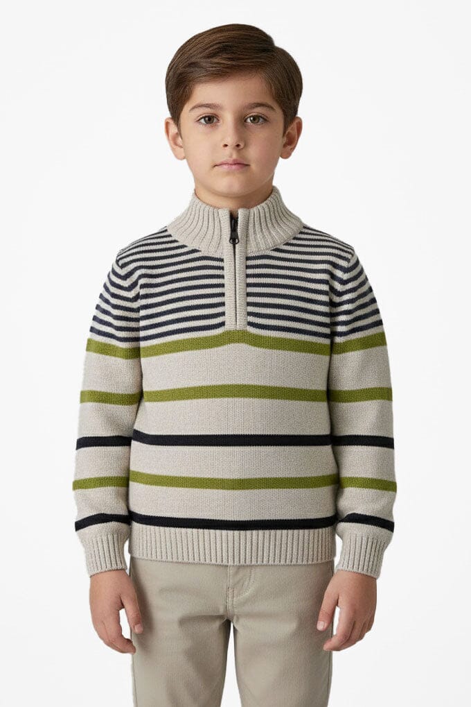 Yes Mom Boy's Fastiv Quarter Zipper Knitted Sweater