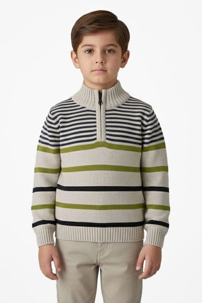 Yes Mom Boy's Fastiv Quarter Zipper Knitted Sweater