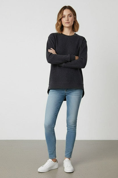 L.A.T Women's Leopard High Low Hem Premium Sweatshirt