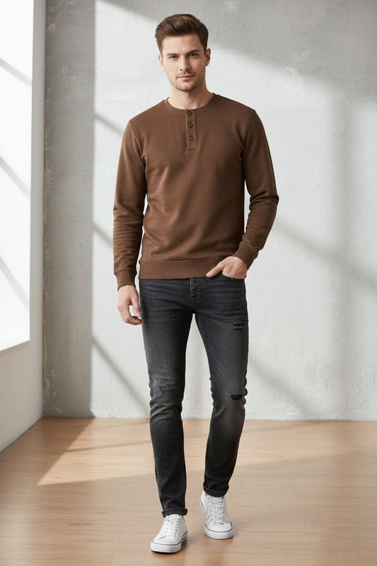 Eternity Premium Men's Henley Terry Sweatshirt