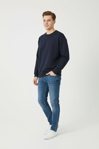Men's Basic Crew Neck Minor Fault Sweat Shirt
