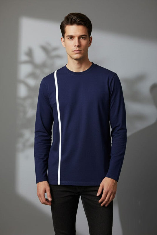 Men's Striped Long Sleeve Minor Fault Tee Shirt