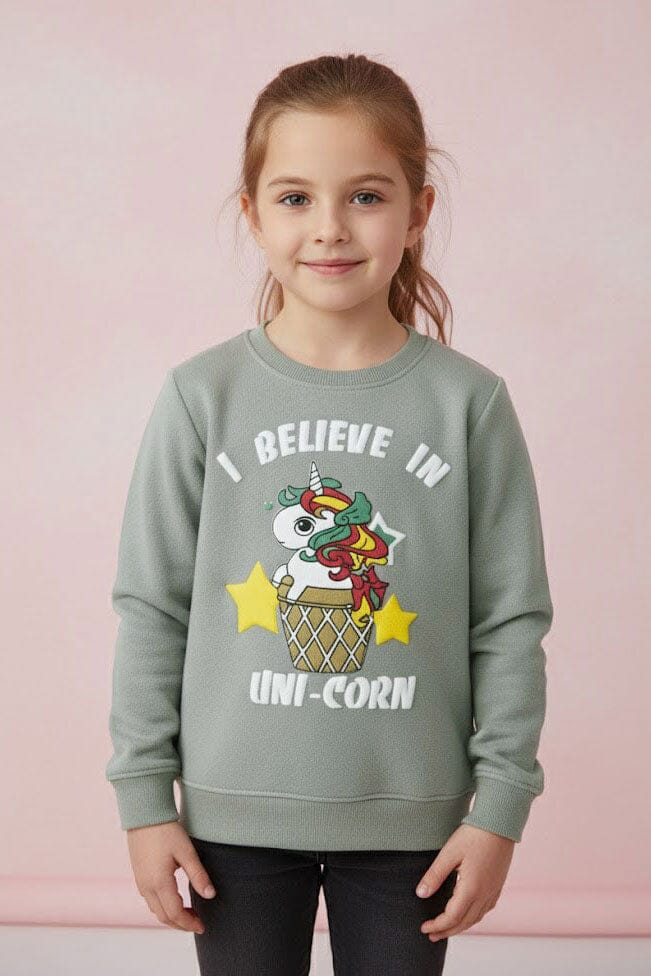 Minoti Girl's Believe In Uni-Corn Sweatshirt