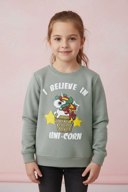Minoti Girl's Believe In Uni-Corn Sweatshirt