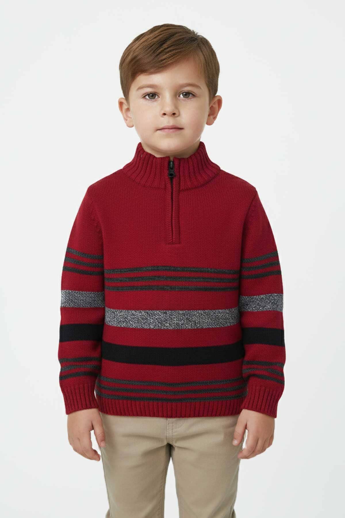Yes Mom Boy's Quarter Zipper Knitted Sweater