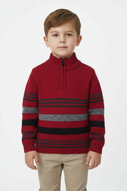 Yes Mom Boy's Quarter Zipper Knitted Sweater