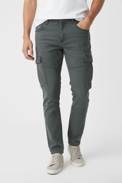 D&Co Men's Slim Fit Premium Cargo Denim
