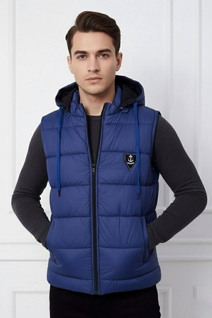 Men's Anchor Detachable Hood Puffer Gilet