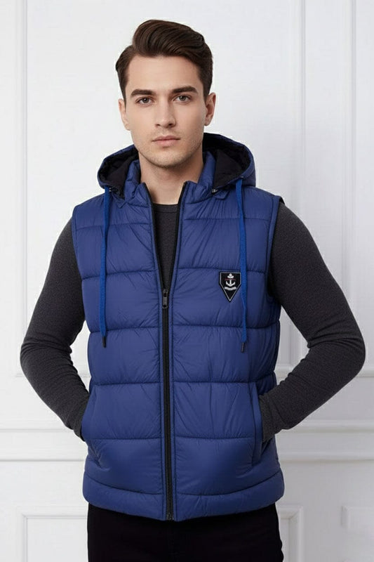 Men's Anchor Detachable Hood Puffer Gilet