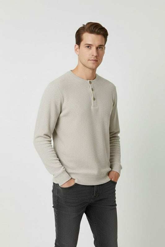 Eternity Premium Men's Rib Henley Sweatshirt
